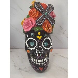 Day of the Dead‎ Skull Candle Holder Floral Cross Sugar Skull Decor Halloween